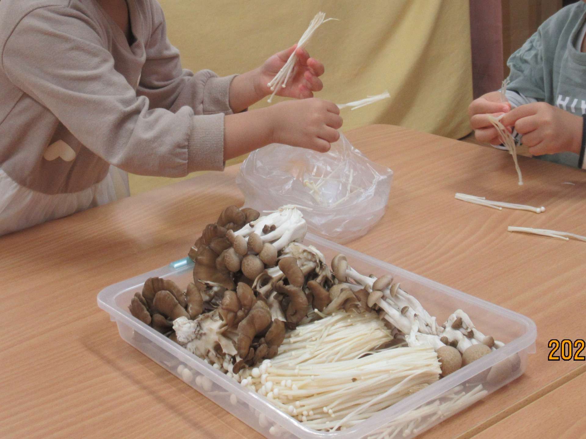 10月 食育 きのこほぐし